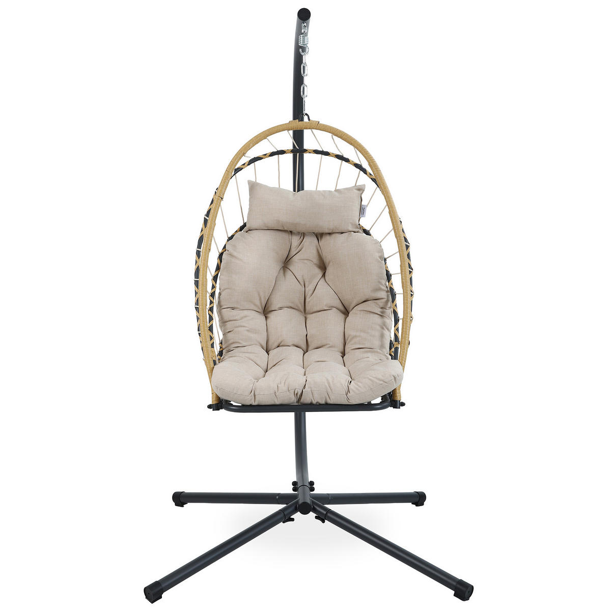 ZÁVĚSNÉ KŘESLO Mykonos se stabilním ocelovým rámem, 109 cm, béžové - béžová, kov (109/192/124cm) - Beautysofa