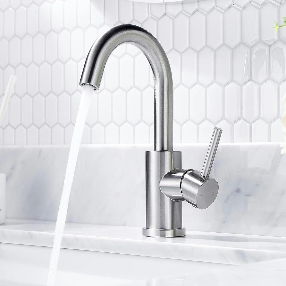 WASCHTISCHARMATUR Hoch 360° drehbar Edelstahl gebürstet 175 mm - Silberfarben, Metall (6.9/12.7/25cm)