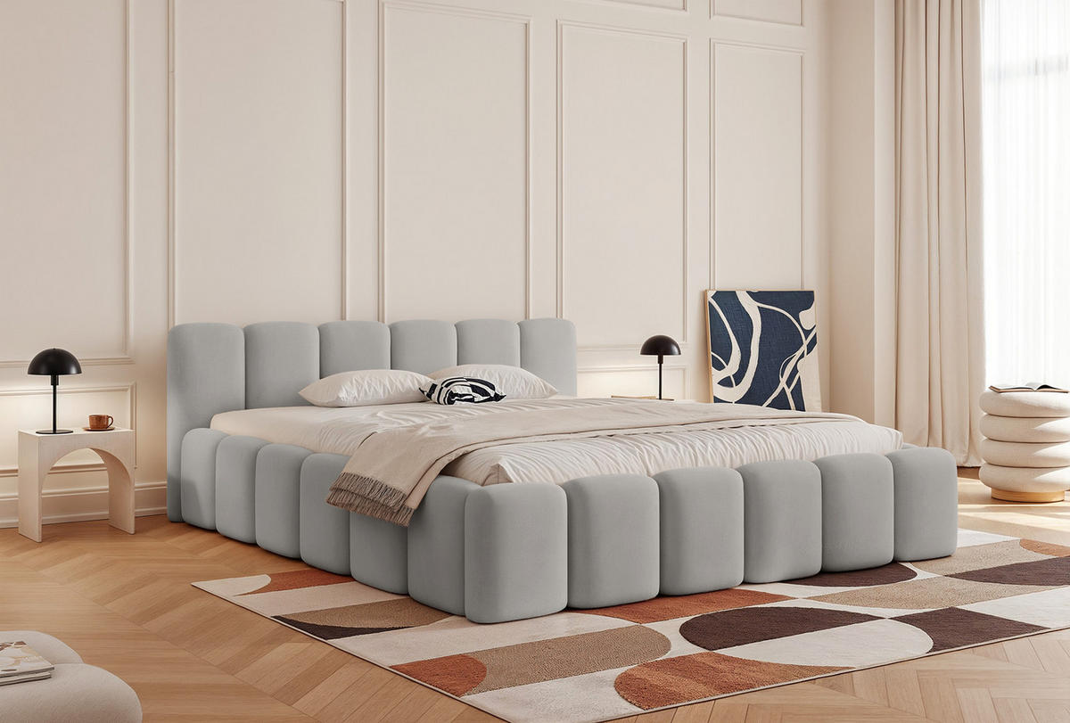 POLSTERBETT Limata 140x200 cm, Hellgrau - Hellgrau, Textil (140/200cm) - Fedve