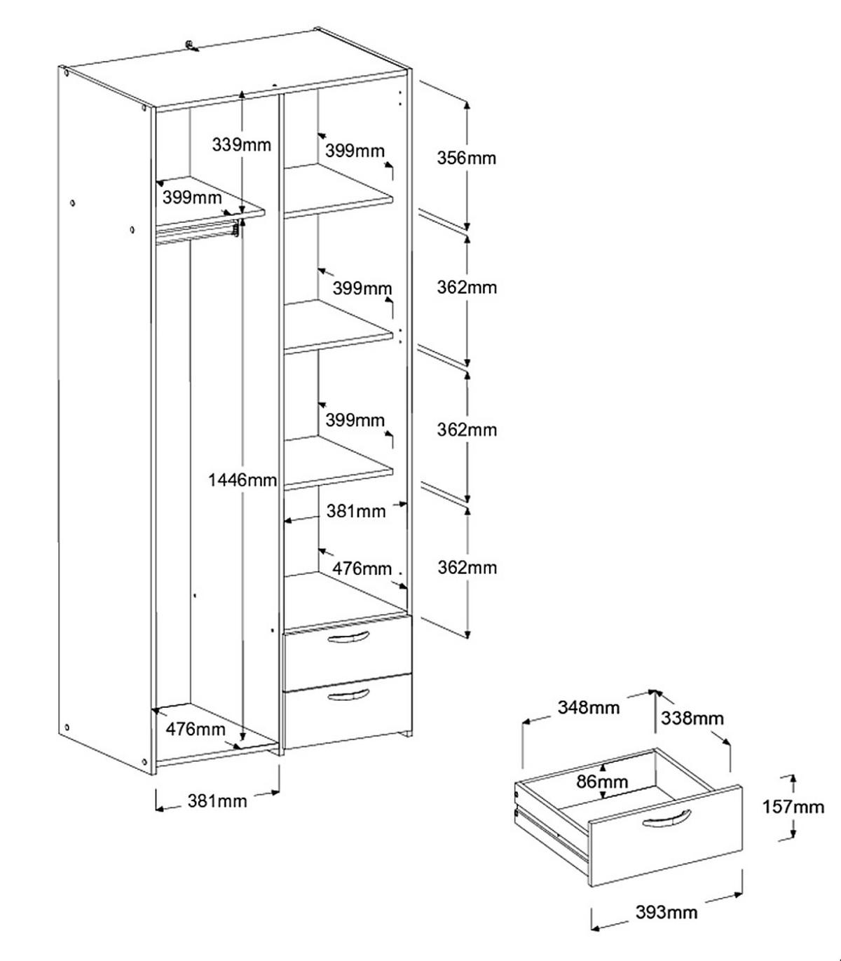 KINDERZIMMER weiß, grau, Komplett-Set mit Stauraumbett, Kommode, Kleiderschrank - Silberfarben/Weiß, Holzwerkstoff/Kunststoff (135/185/203cm) - Parisot Meuble