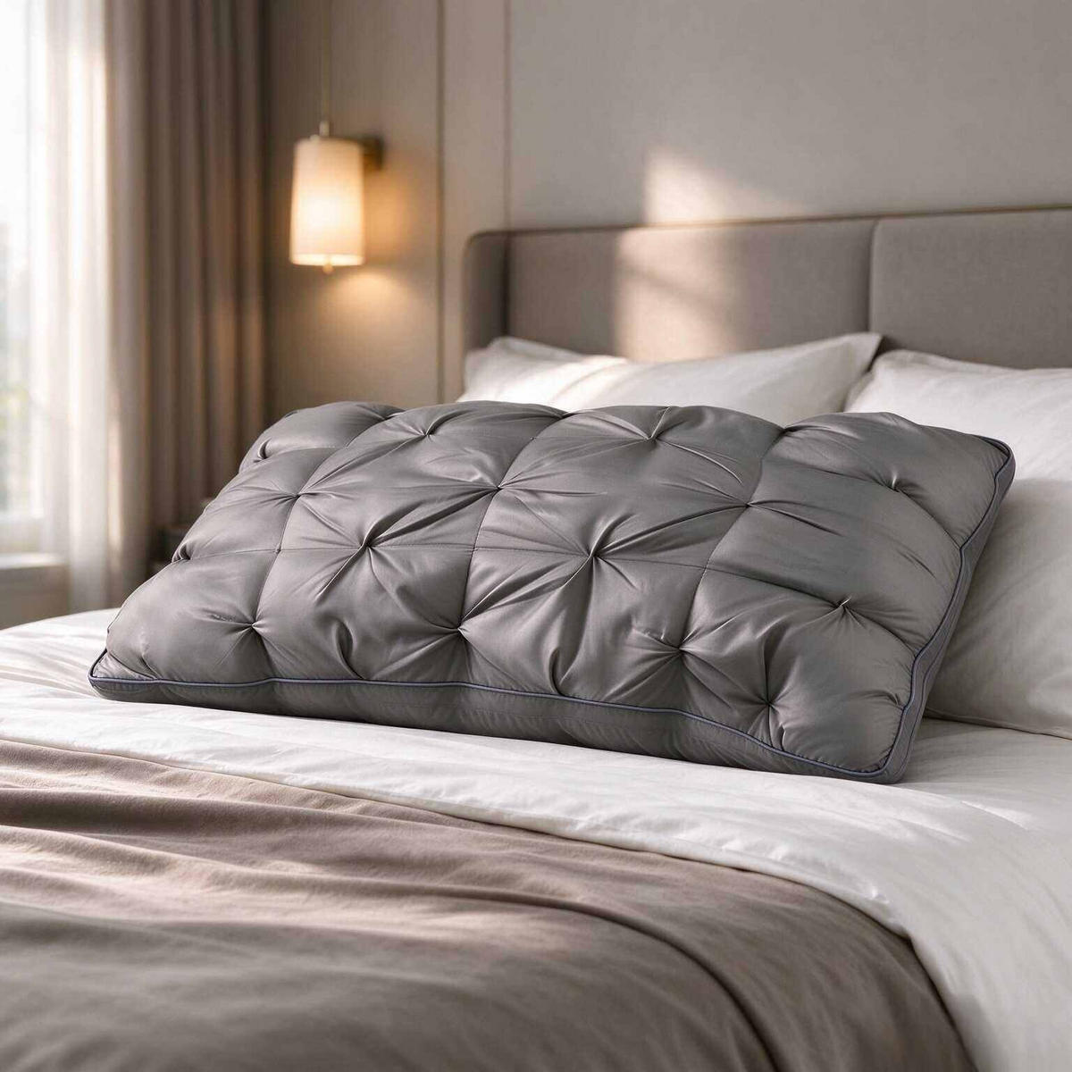 KISSEN – Hohes Kissen – 48 x 74 cm – Dunkelgrau - Dunkelgrau, Textil (74/48cm)