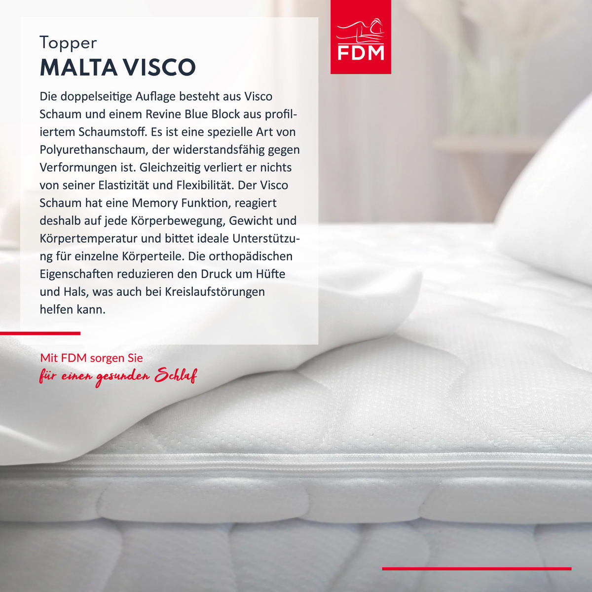 TOPPER Malta Visco 8 - Weiß, Textil (180/200cm) - FDM