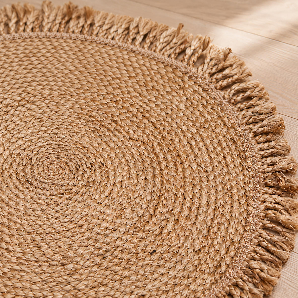 PREPROGA naravna okrogla juta ročno tkana 60 cm - bež, tekstil (60/60cm) - Relaxdays