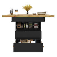 ESSTISCH Ausziehbarer aus MDF mit Stauraum, 110-140/80/75 cm, Schwarz - Schwarz, Holzwerkstoff (110/80/75cm) - Redom