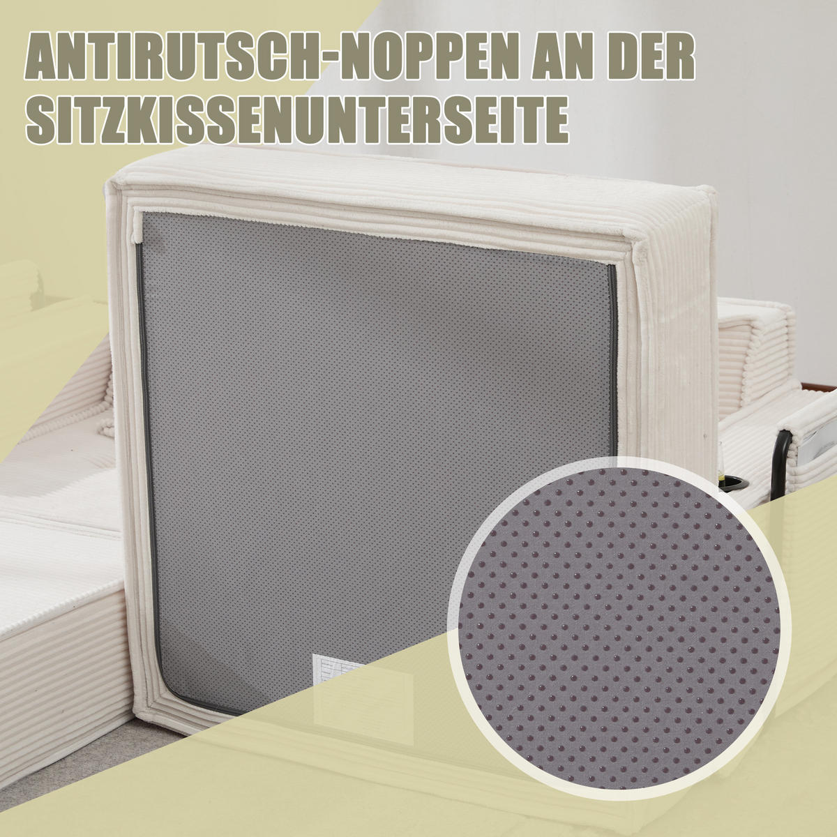 SCHLAFSOFA 2-Sitzer mit Hocker, Stauraum und Getränkehaltern - Beige, Textil (162/66/78cm)