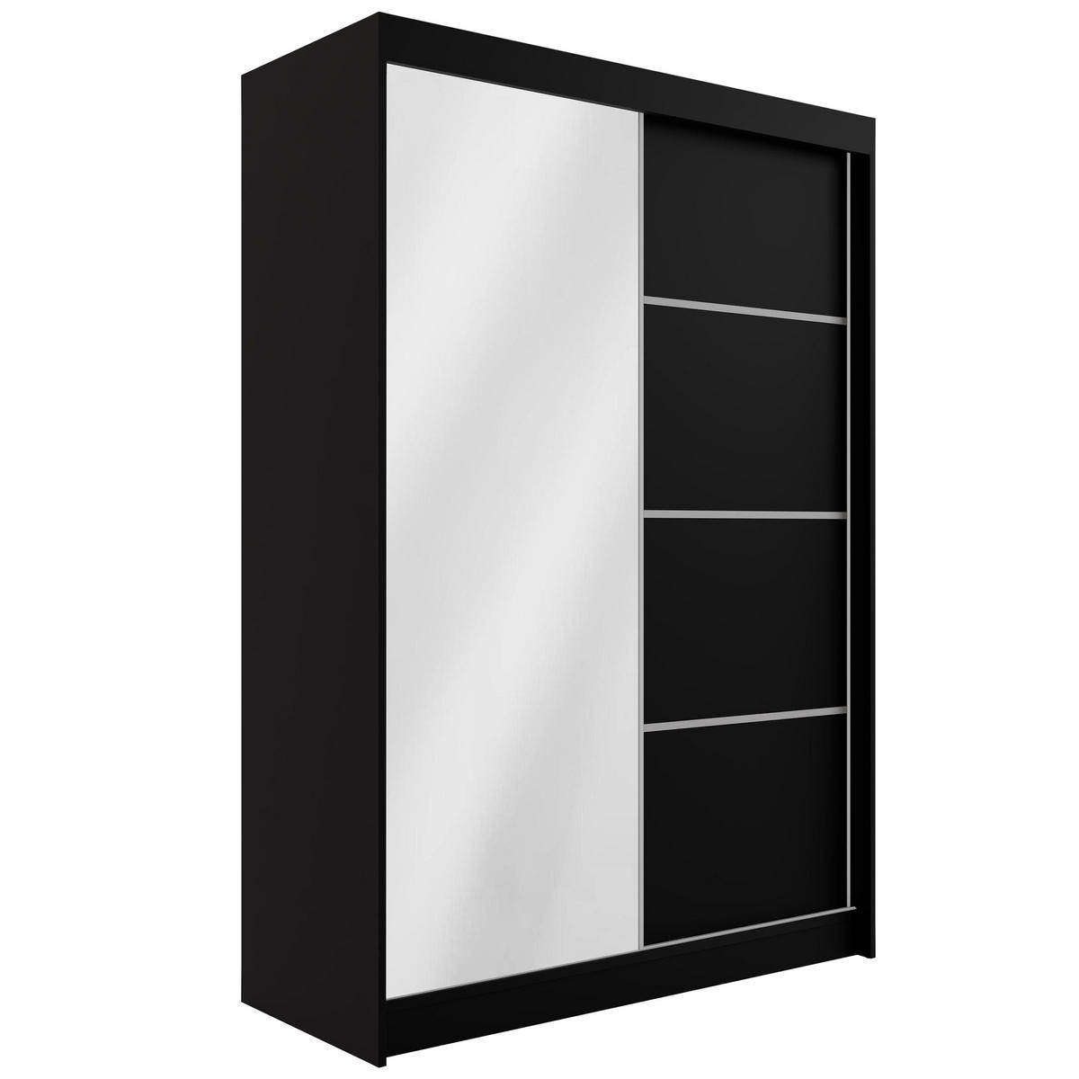 KLEIDERSCHRANK PAOKI - 150 cm - Schwarz - Schwarz, Holzwerkstoff (150/215/61cm) - ALTDECOR