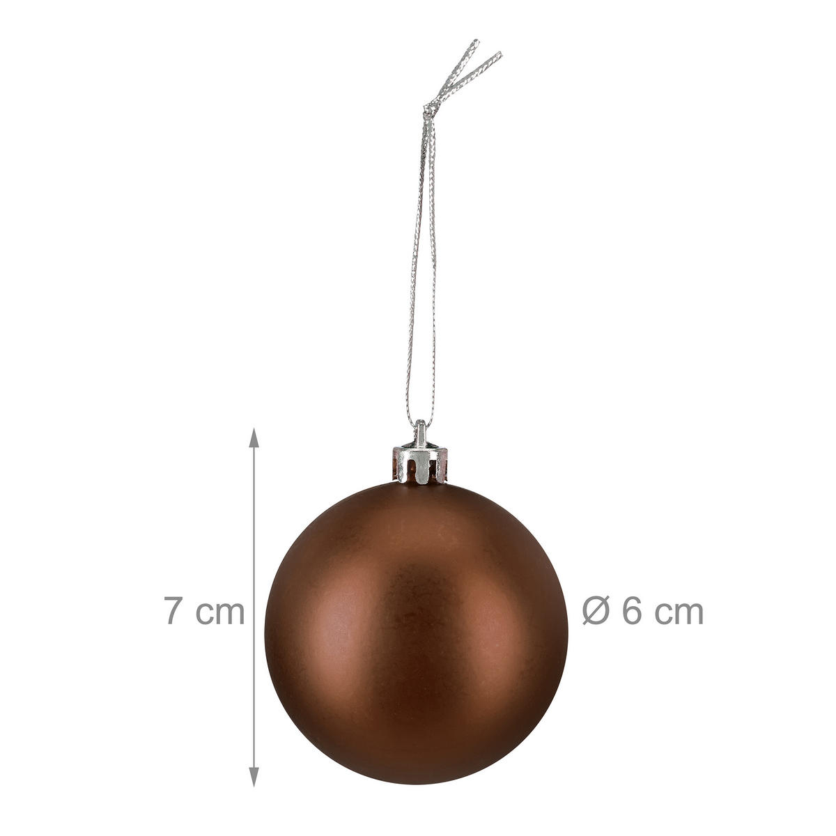 100XWEIHNACHTSKUGELN - Braun, Kunststoff (6/7/6cm) - Relaxdays