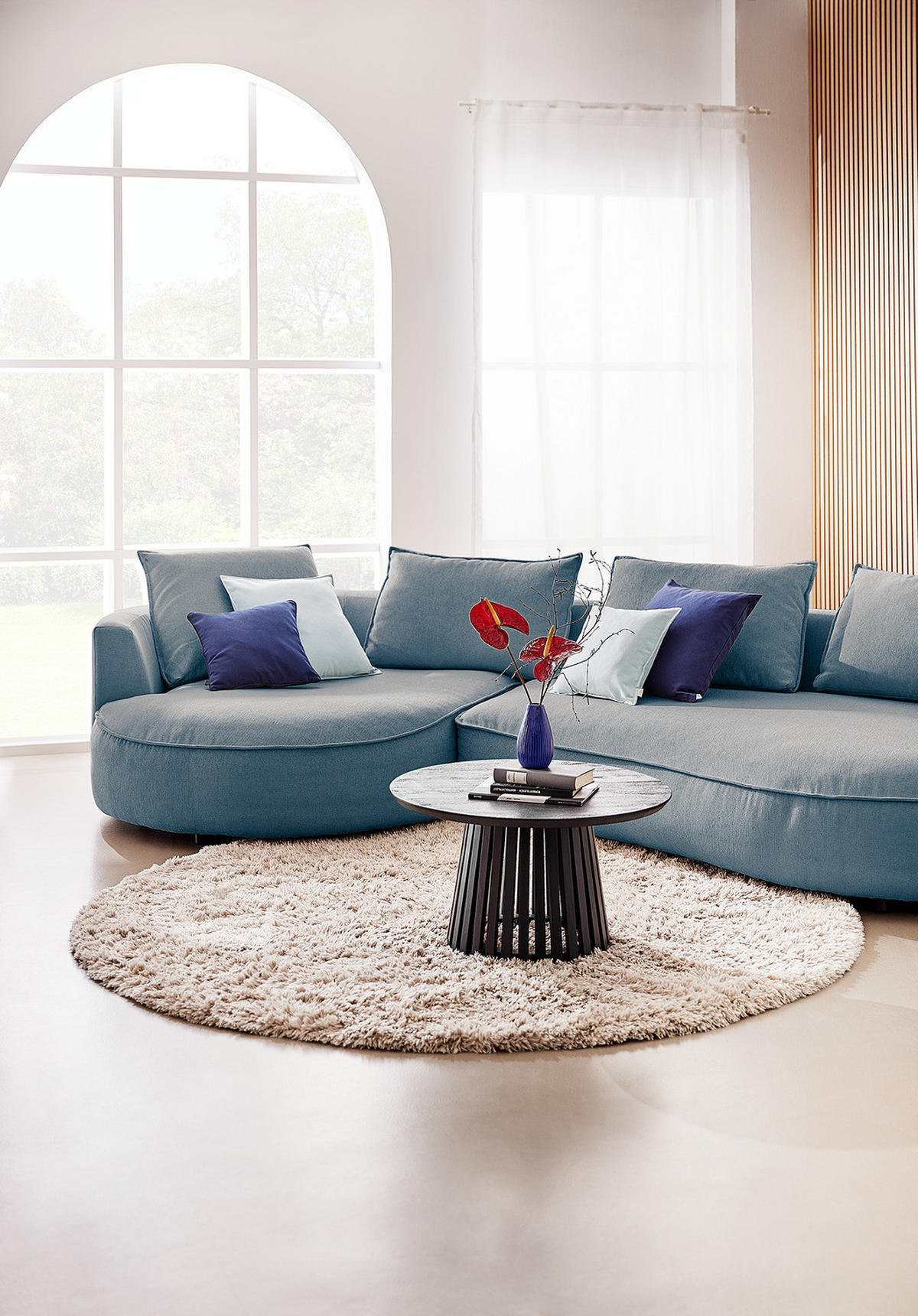 BIGSOFA - Blau, Kunststoff/Textil (322/82/154cm) - home24