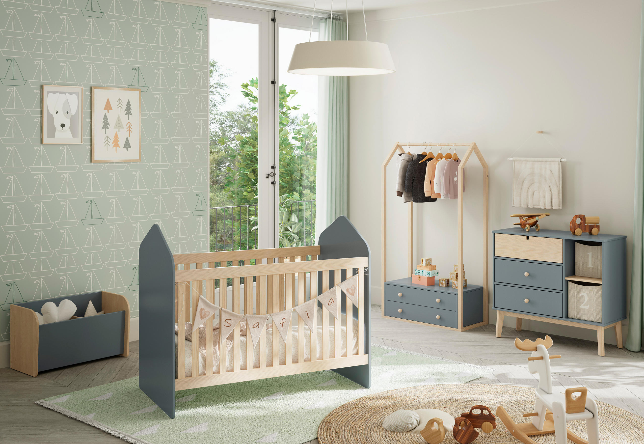 SCHRANK Esteban Grün 80/40/170 cm - Grün, Holz (40/170/80cm) - Calicosy