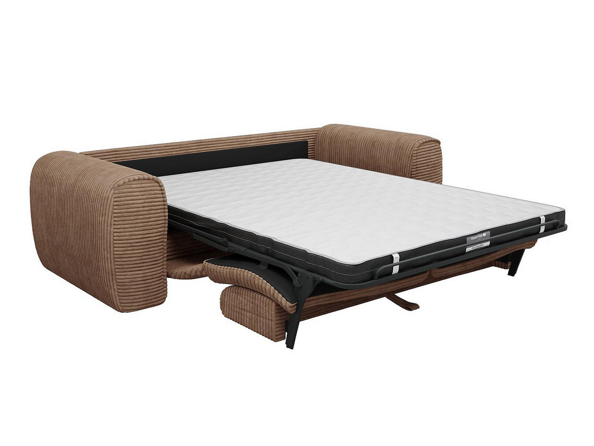 SCHLAFSOFA - 3 Personen - samt - taupe Pognia - Taupe, Kunststoff/Textil (216/73/100cm) - Vente-Unique