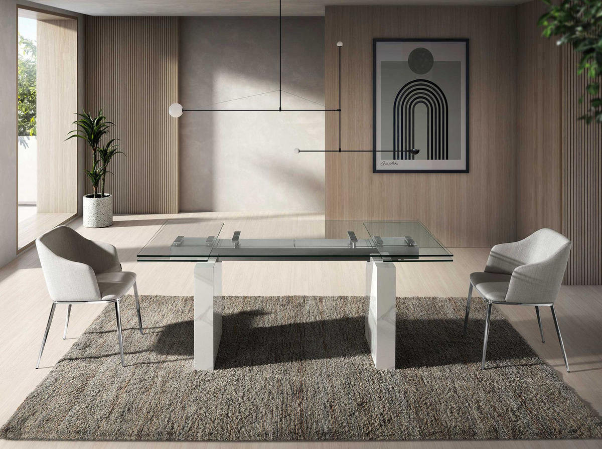 STUHL aus grauem Stoff - Chromfarben/Edelstahlfarben, Textil/Metall (51/79/56cm) - ANGEL CERDA