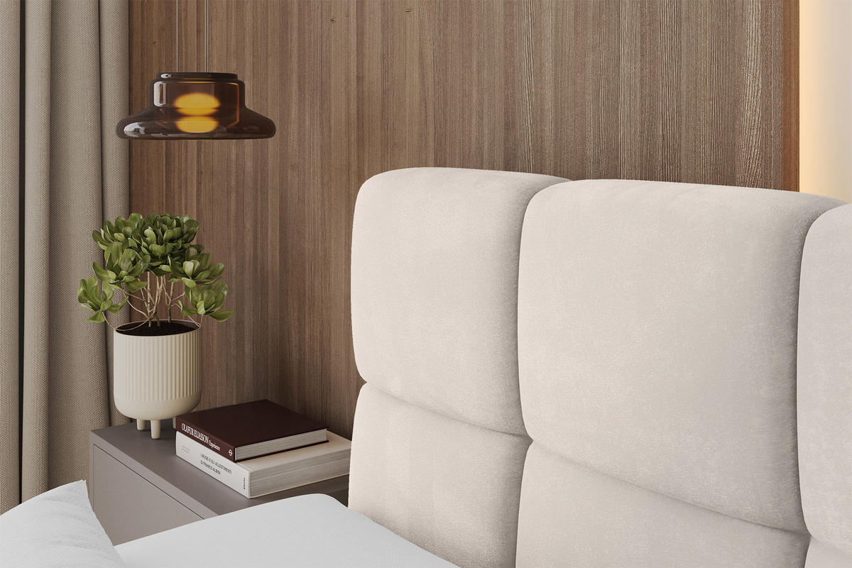 BOXBETT mit Matratze H4 - FAMA-Z - 140x200 cm Beige Casablanca - Beige, Holzwerkstoff (140/200cm) - ALTDECOR