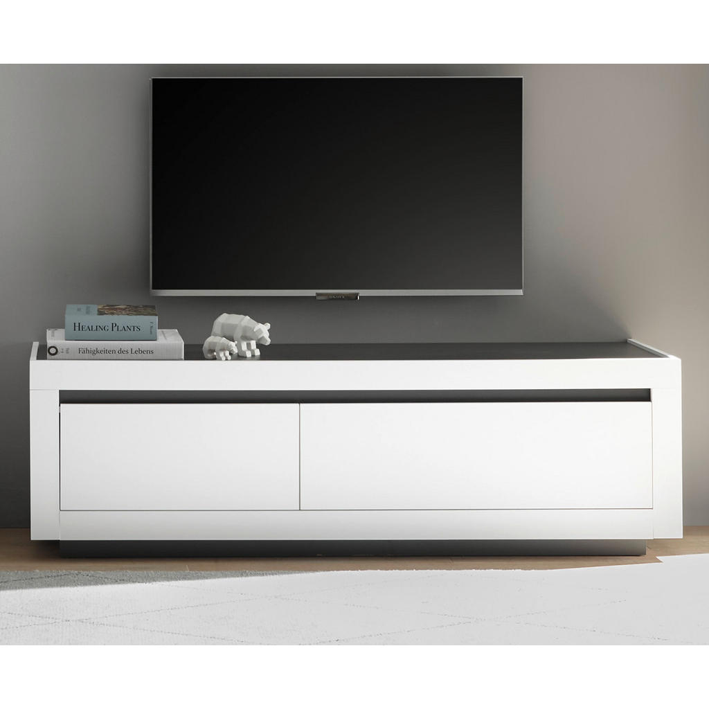 Thumbnail - Furn.Design Tv-Lowboard, Weiß, Anthrazit, Holz, Nachbildung, Sockel, 180x56x50 cm, FSC 100%, Wohnzimmer, Wohnwände, Lowb...