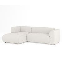 ECKSOFA Melani Beige Chenille-Stoff - Beige/Schwarz, Holz/Holzwerkstoff (253/153cm) - Maison de Reve