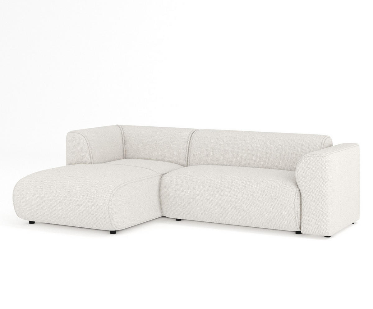 ECKSOFA Melani Beige Chenille-Stoff - Beige/Schwarz, Holz/Holzwerkstoff (253/153cm) - Maison de Reve