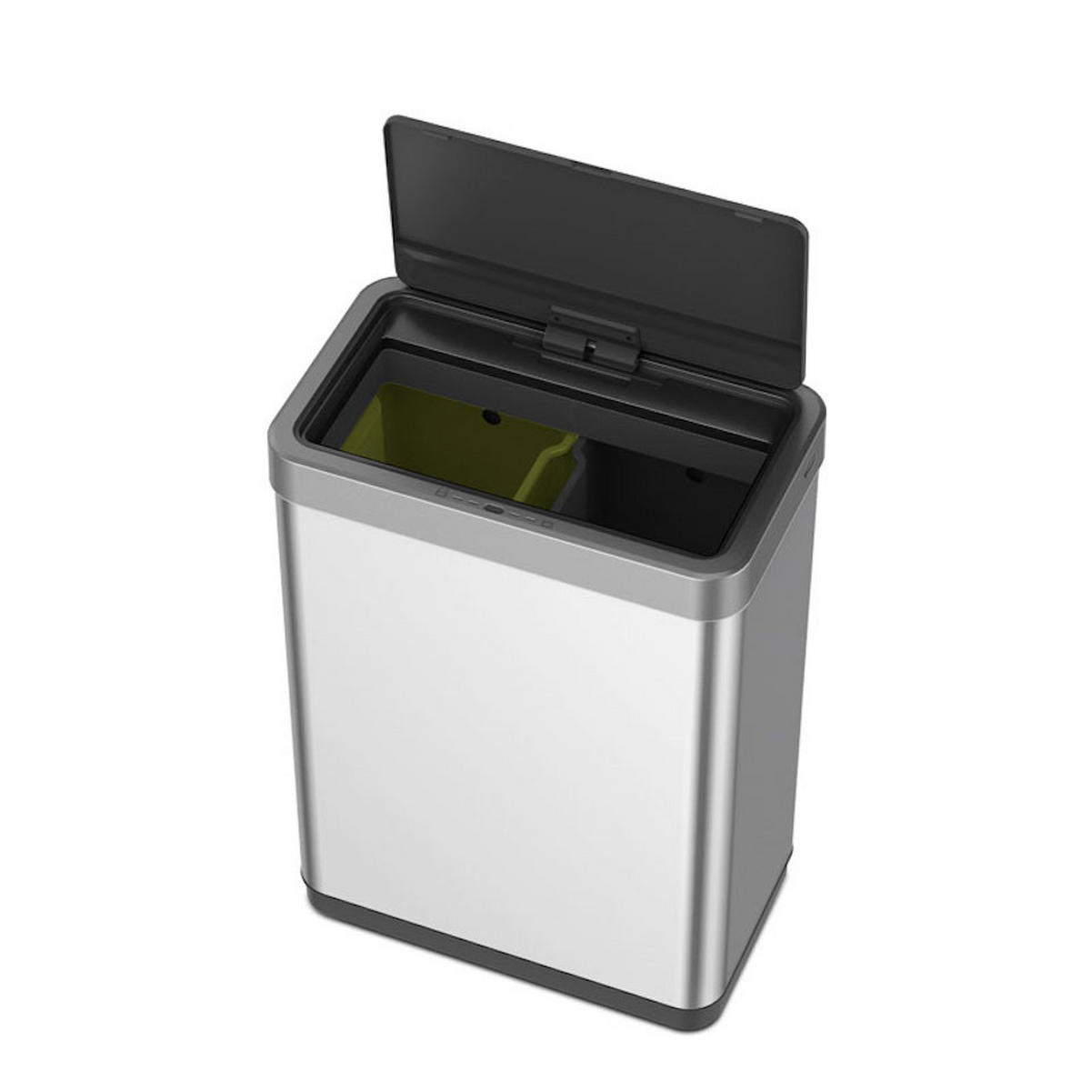 MÜLLEIMER Sensor Aus Mattem Edelstahl 40 Liter 64,8 x 47 x 28 cm Zwei Kunststoff Inneneimer Silber - Silberfarben, Metall (46.9/64.8/27cm) - PROREGAL