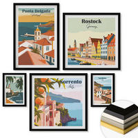 WANDBILDER 5er-Set - 50x50 cm & 20x30 cm & 40x60 cm Schwarzer Rahmen - Tropische Strände und Palmen - Schwarz, Kunststoff (40/60cm) - ArtPrintCave