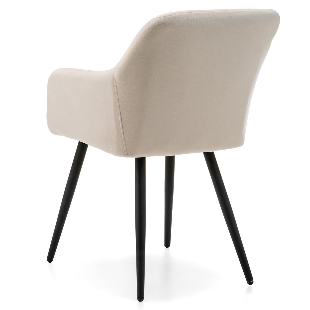 STUHL ORTE gepolstert mit Steppung - beige - Samt Velours - Beige/Schwarz, Textil/Metall (56/85/62cm) - NEW HOME