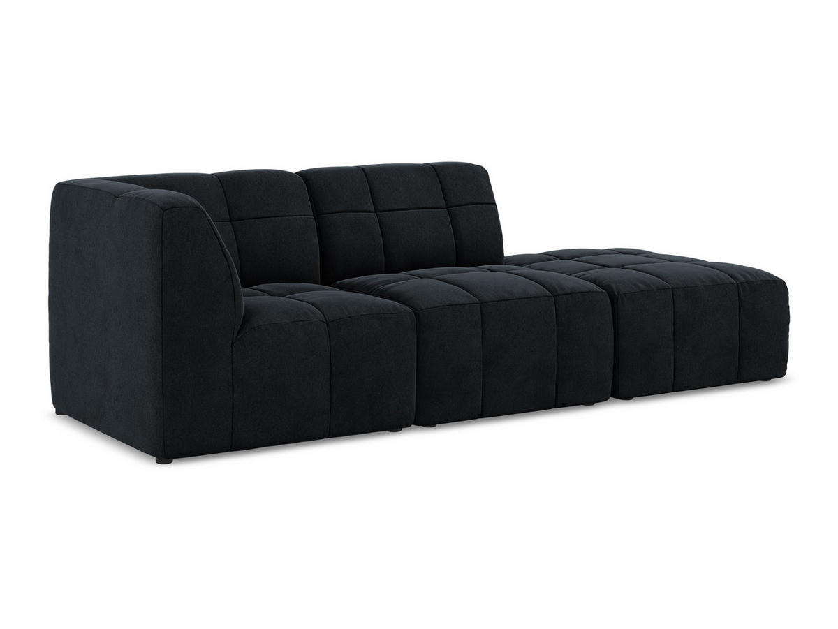 ECKSOFA Rechts Samt Stoff Blau - Türkis/Schwarz, Holzwerkstoff/Kunststoff (240/90cm) - Makamii