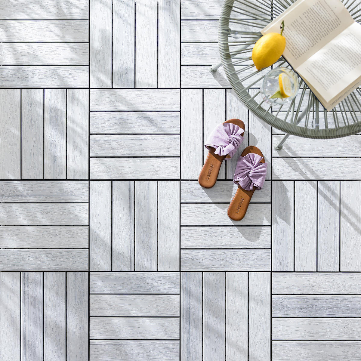 TERRASSENFLIESE - 11er-Set - Weiß, Kunststoff (30/30/2.4cm) - home24