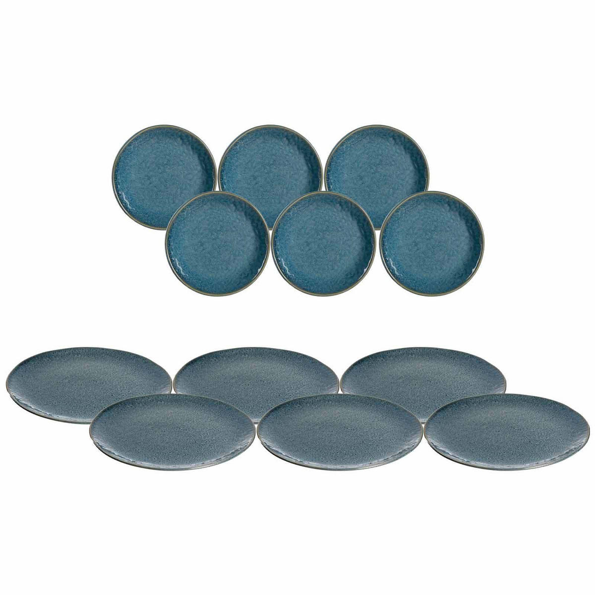 TELLERSET Matera blau 12er Set - Blau, Keramik (1/1/1cm) - Leonardo Living
