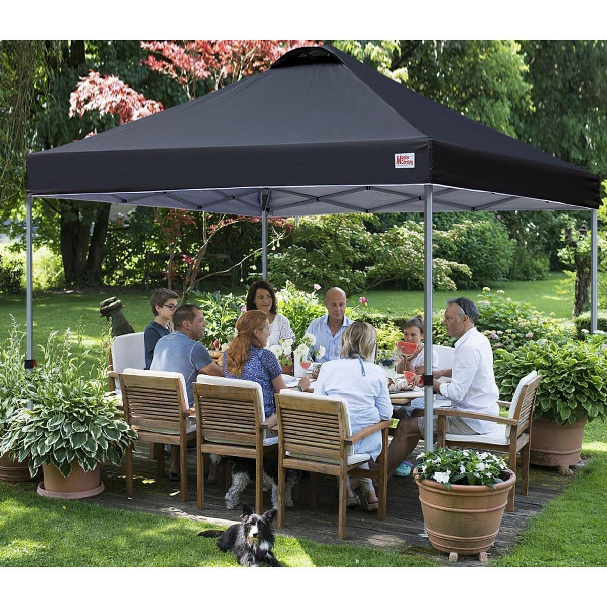 PAVILLON 3x3 m Schnellaufbau 3-fach höhenverstellbar Schwarz - Schwarz, Textil (305/282/305cm)