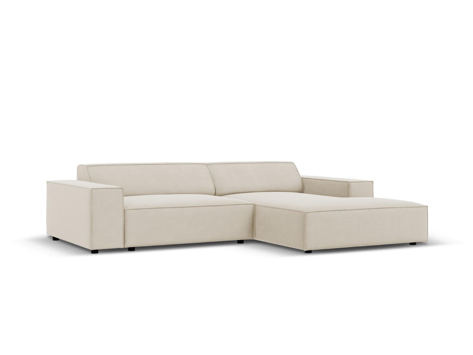 ECKSOFA modular rechts Jodie aus Samt dunkelbeige 3 Sitzplätze - Mokka, Textil (166/224cm) - Micadoni