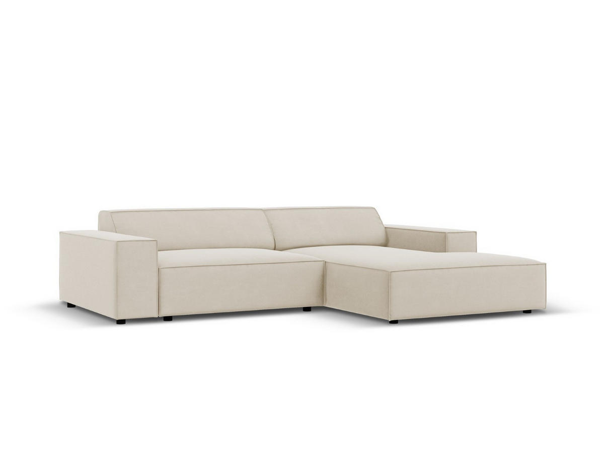 ECKSOFA modular rechts Jodie aus Samt dunkelbeige 3 Sitzplätze - Mokka, Textil (166/224cm) - Micadoni