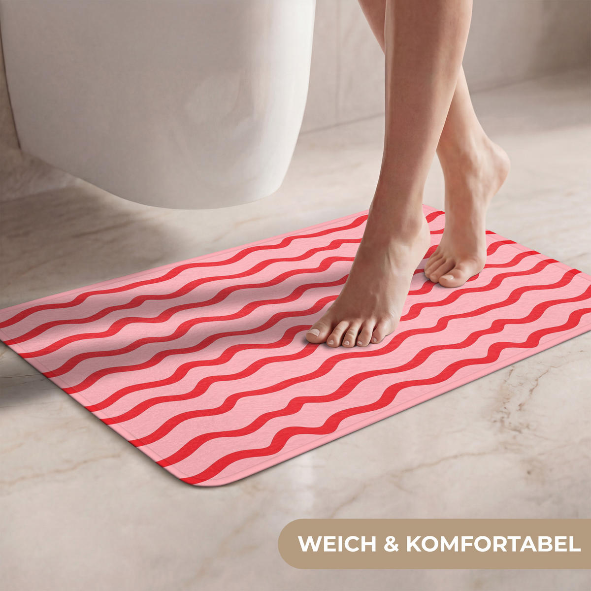WC PŘEDLOŽKA Hravé - Vzor - Červená 60x40 cm - růžová, textil/plast (60/1cm) - OnlyWow