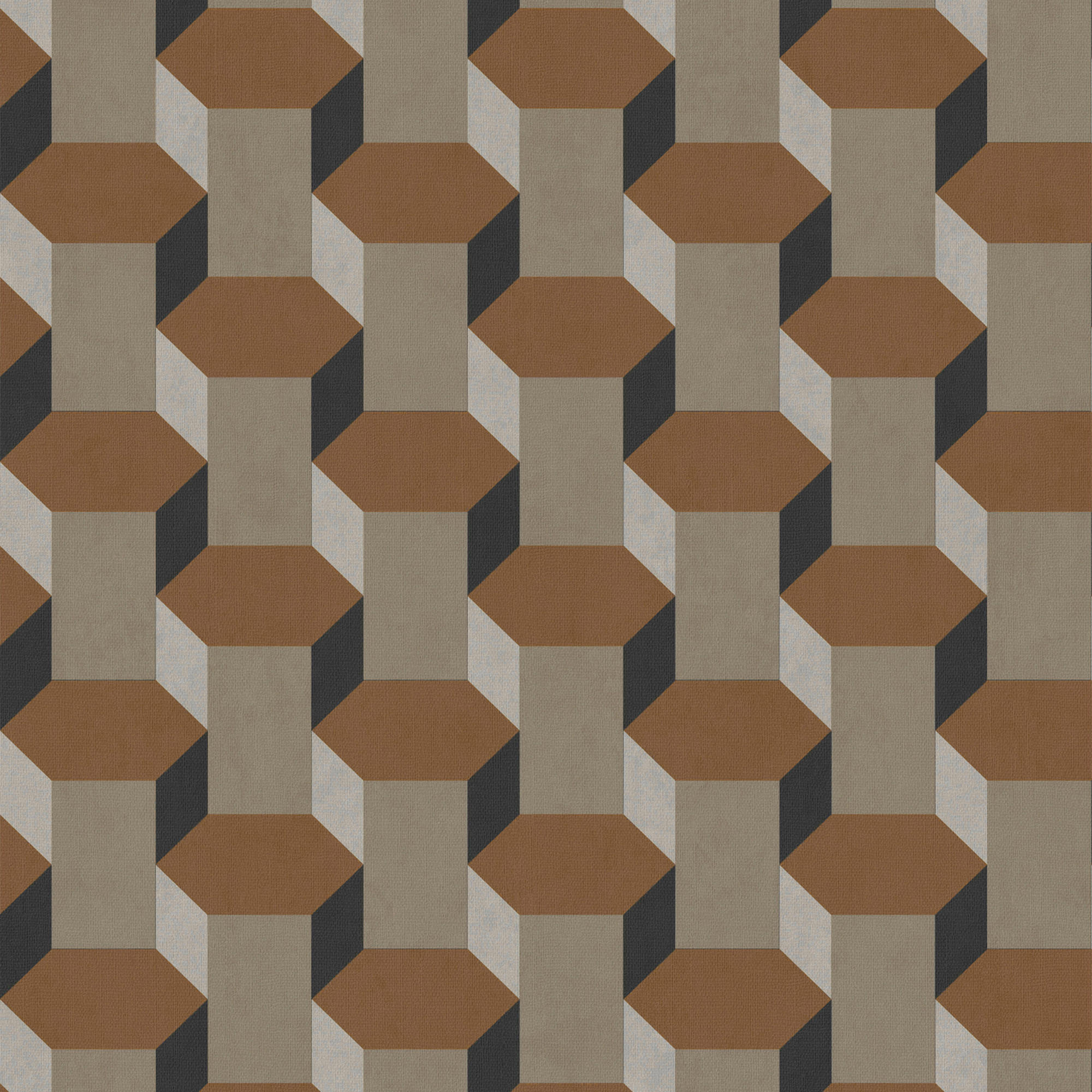 VLIESTAPETE - Vintage Geometrics Braun - Braun, Papier/Kunststoff (52/1000cm) - Sublime