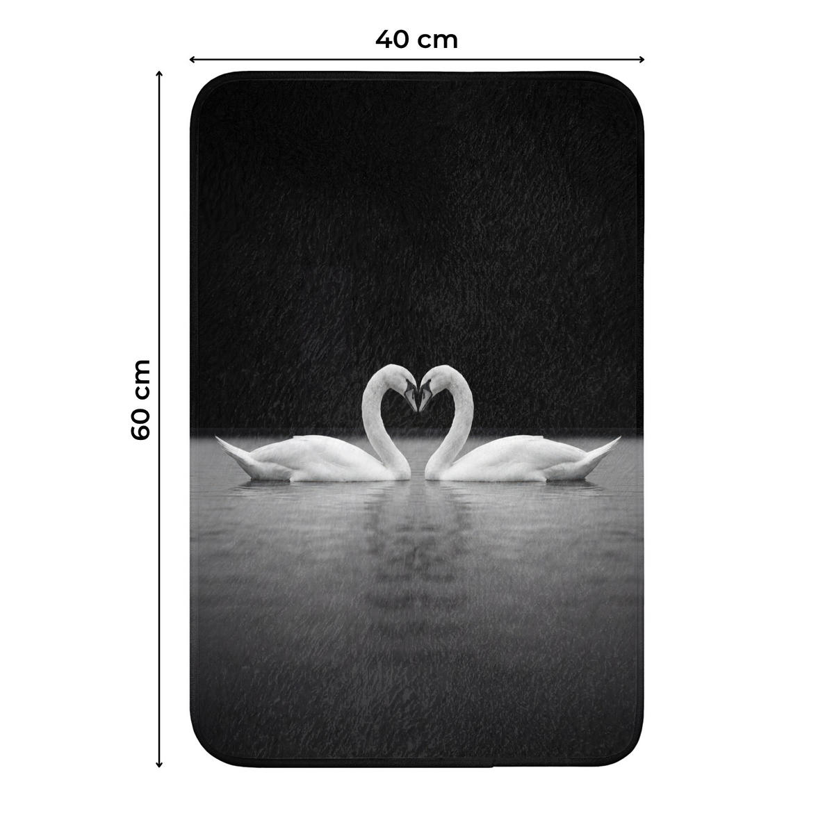 WC PŘEDLOŽKA Labutě - srdce - černá - bílá 40x60 cm - černá, textil/plast (40/1cm) - OnlyWow