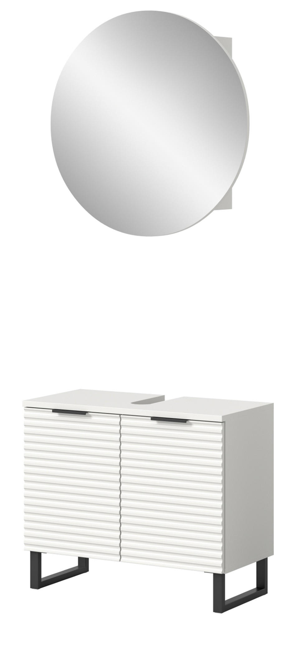 BADMÖBEL-SET 2-teilig weiß 70 cm, Kombination mit Soft-Close - Weiß, Glas/Holzwerkstoff (70/193/34cm) - Inn.Furn