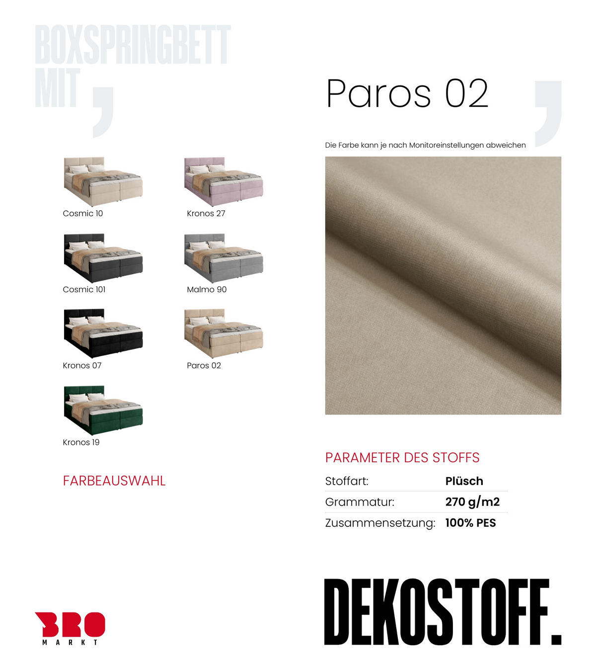 BOXBETT Boston mit Topper 140/200 Beige - Beige, Holzwerkstoff/Textil (140/200cm) - Bromarkt