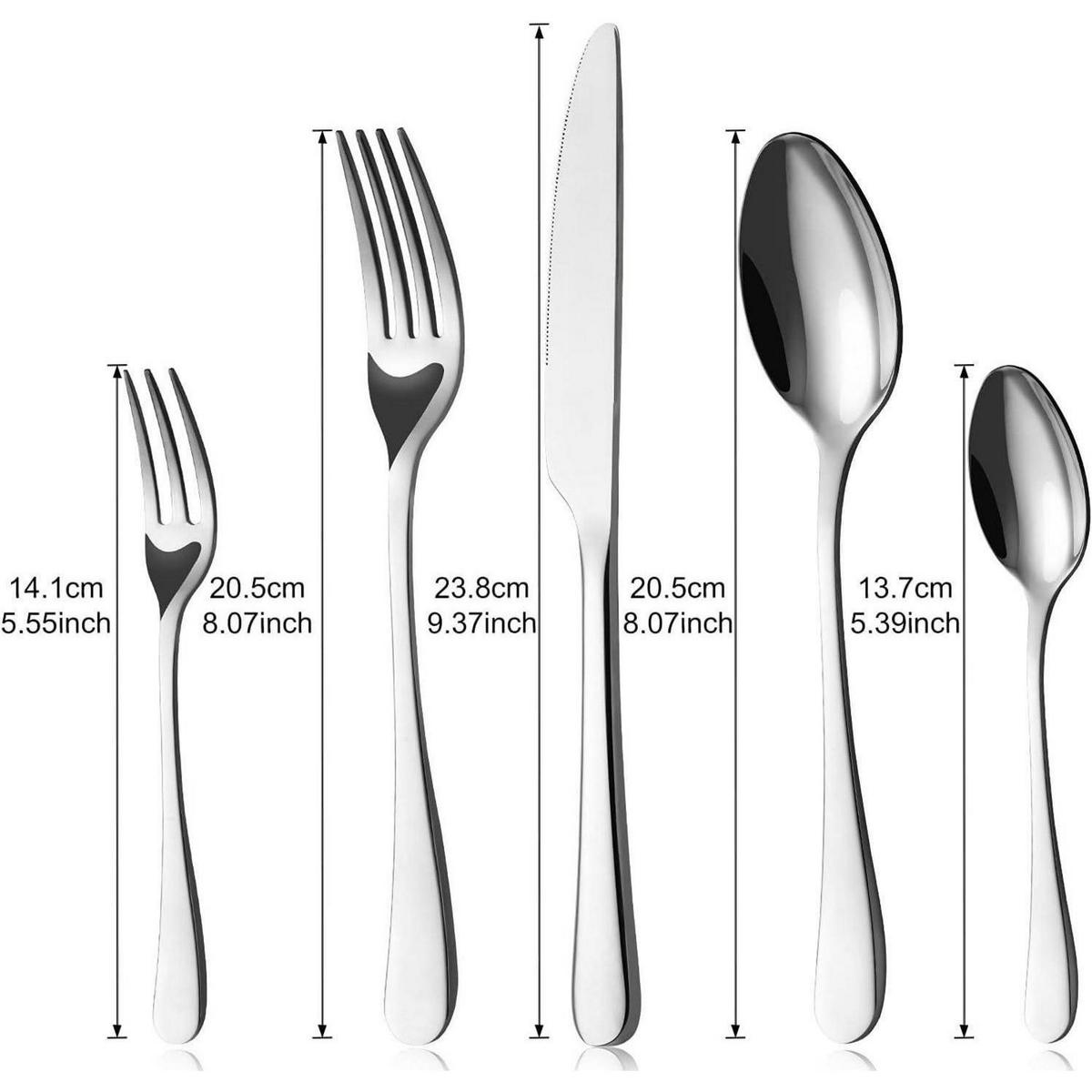 BESTECKSET 30-teilig für 6 Personen Edelstahl spülmaschinenfest - Silberfarben, Metall