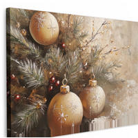 LEINWANDBILD Weihnachten - Kugeln - Beige - Gold 30x20 cm - Goldfarben, Textil (30/20cm) - MuchoWow