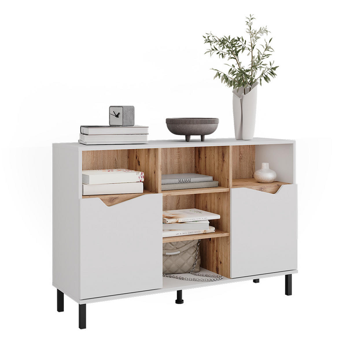 KREDENC Marelle Bílá/Artisan - bílá, kompozitní dřevo (120/81.3/38cm) - Vicco