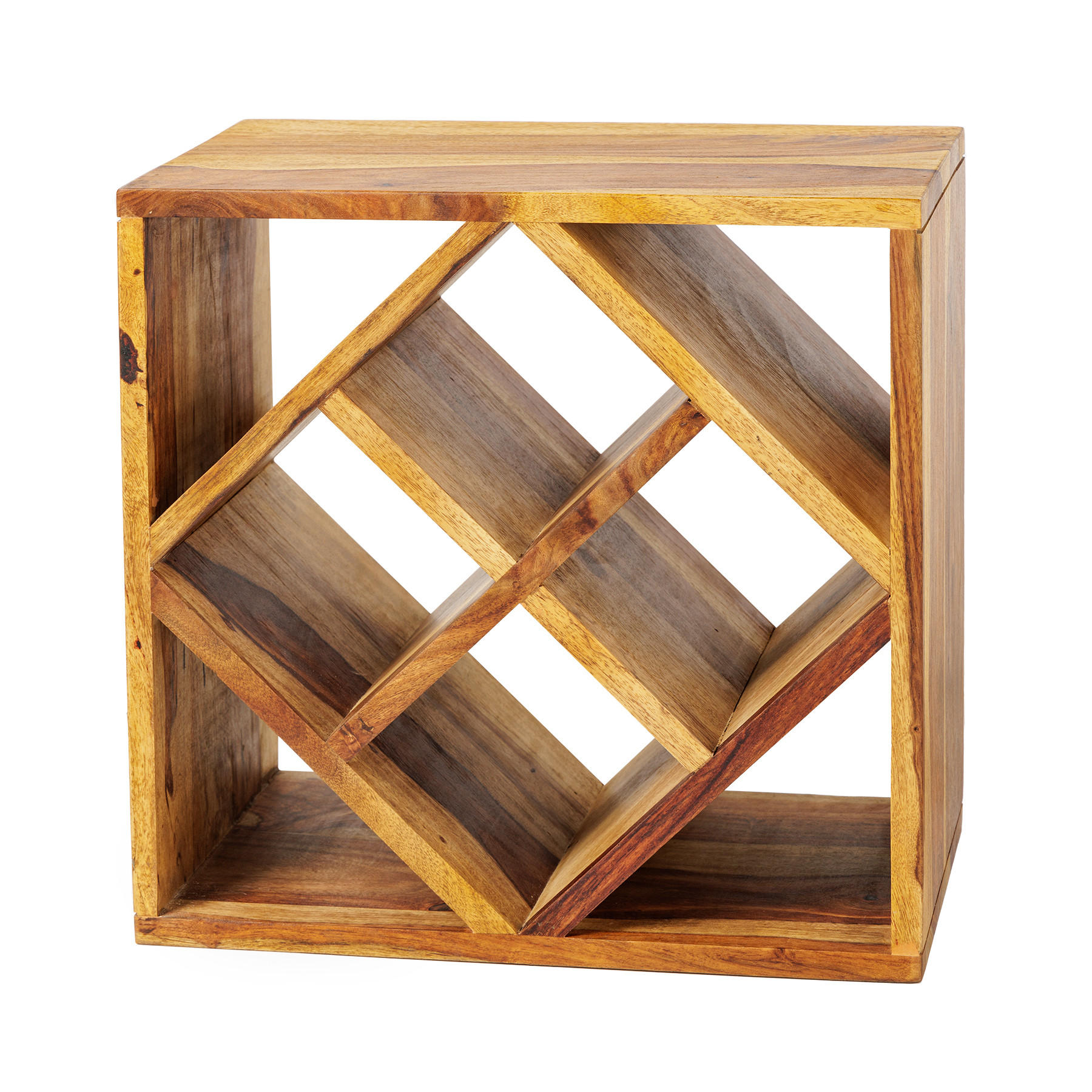 WEINREGAL CUBUS Sheesham Natur 40 cm - Braun, Holz (40/40/25cm) - riess-ambiente