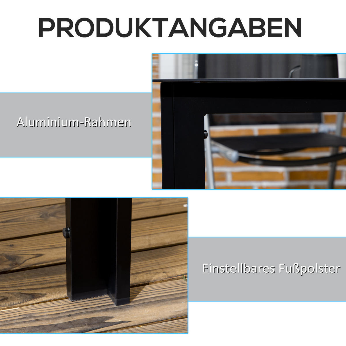 GARTENTISCH Schwarz 150.0/90.0/74.0cm - Schwarz, Metall (150/90/74cm)