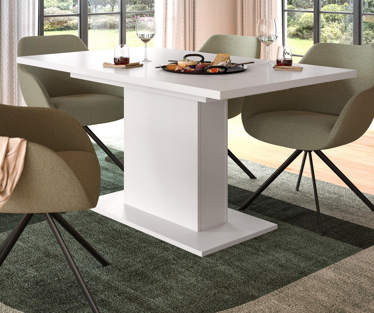 ESSTISCH weiß, Küchentisch ausziehbar 150 - 190 cm - Weiß, Holzwerkstoff/Metall (150/90/76cm) - Inn.Furn