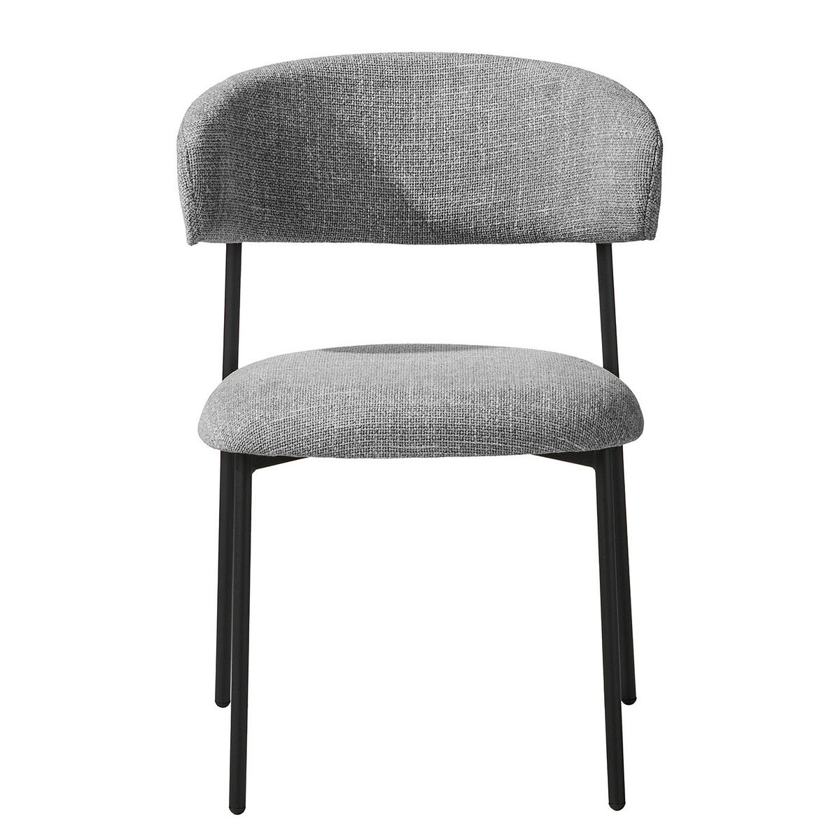 POLSTERSTUHL - 2er-Set - Strukturstoff / Edelstahl - Schwarz/Grau, Textil/Metall (55/79/58cm) - home24