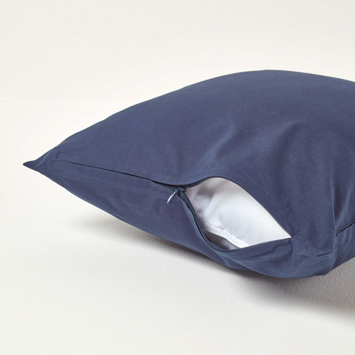 KISSENBEZUG Perkal, Ägyptische Baumwolle, Fadendichte 200 - Dunkelblau, Textil (40/40cm) - Homescapes