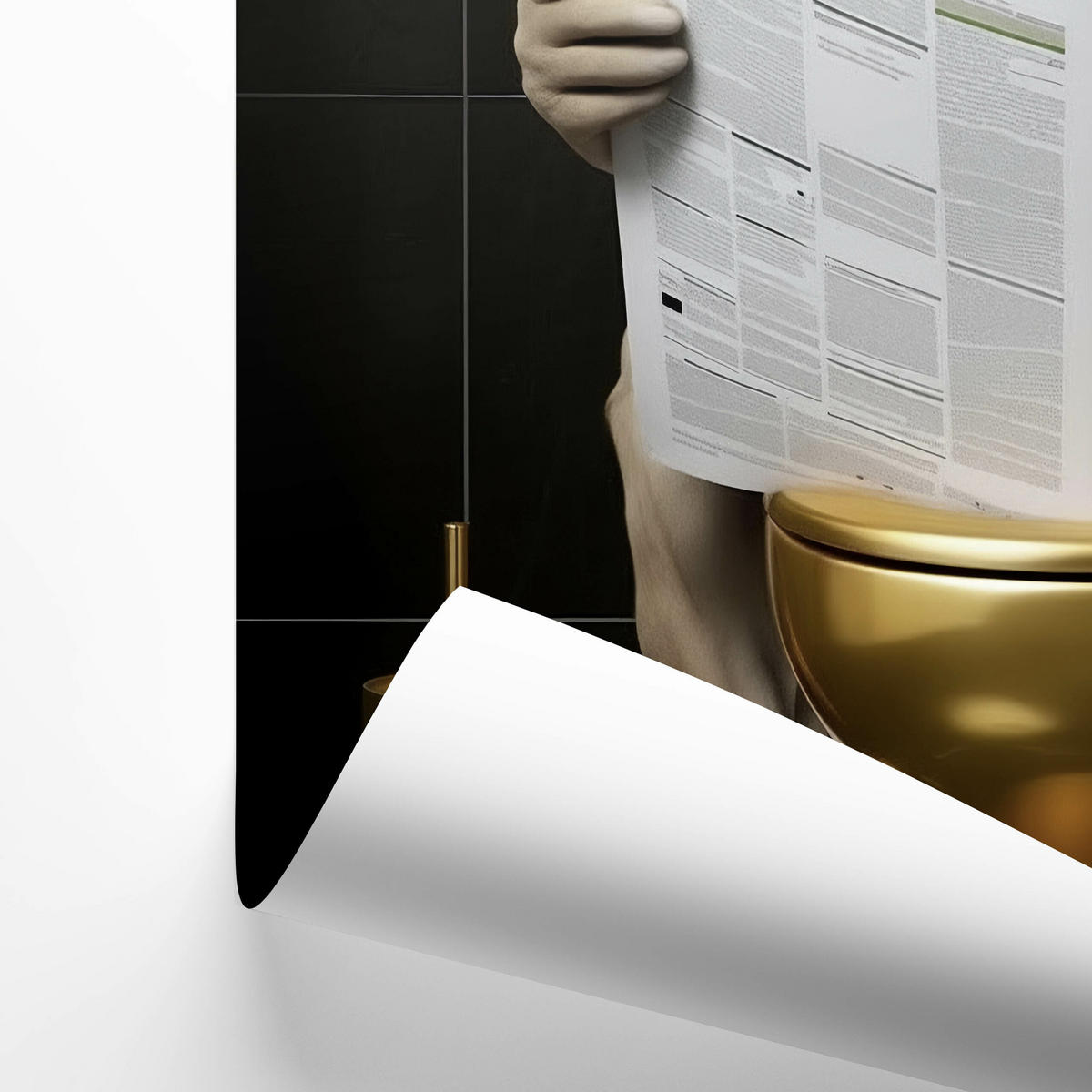 POSTER für WC Badezimmer LÖWE in Toilette Zeitung Abstraktion 30x40cm - Gelb/Beige, Papier (30/40/40cm) - Muralo