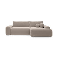 ECKSOFA RUOTA Beige Boucle-Stoff mit Schlaffunktion - Beige, Holz (264/162cm) - MASSENO