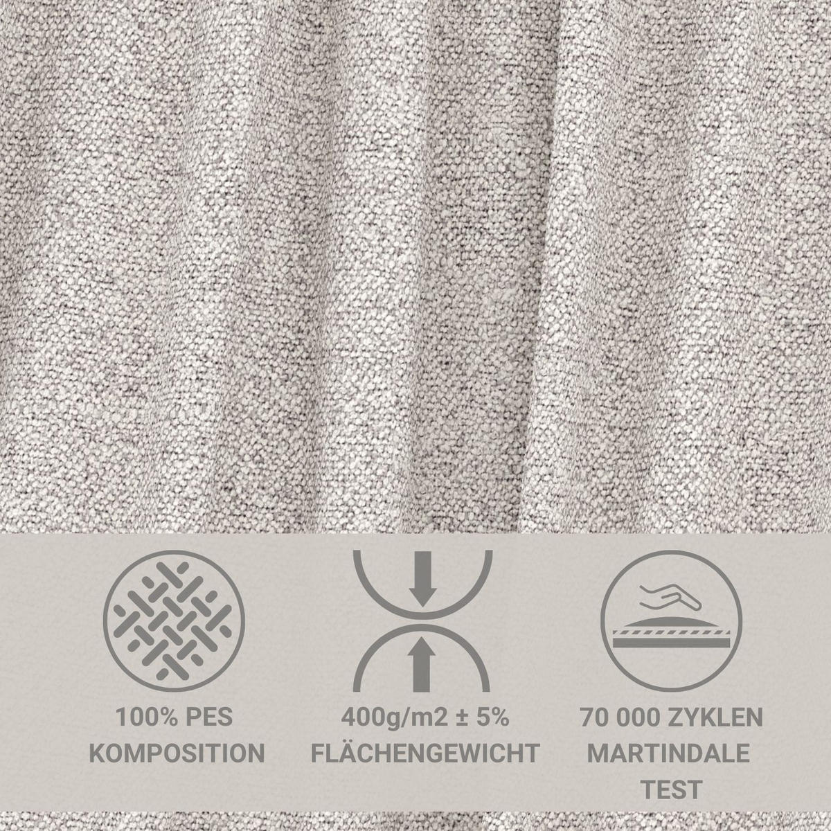 ECKSOFA Melani Beige Webstoff - Rechts Seite - Beige/Schwarz, Holz/Holzwerkstoff (162/256cm) - Maison de Reve