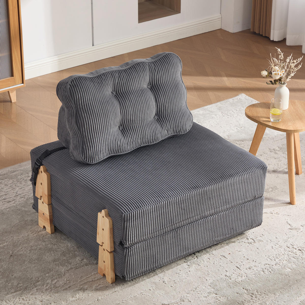 SCHLAFSESSEL ausklappbar mit Holzgestell, DE-42596, Grau - Dunkelgrau, Holzwerkstoff (90/84/86cm) - ComfortXL