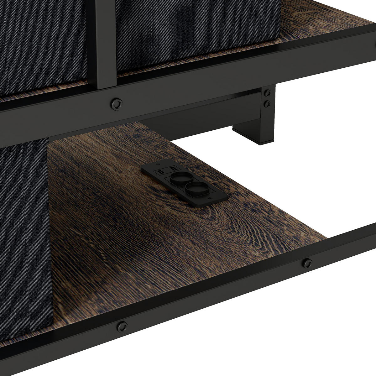 ETAGENBETT 140/200 cm mit Treppe, LED und Steckdose, DE-41957, in Schwarz - Schwarz, Metall (140/200cm) - ComfortXL