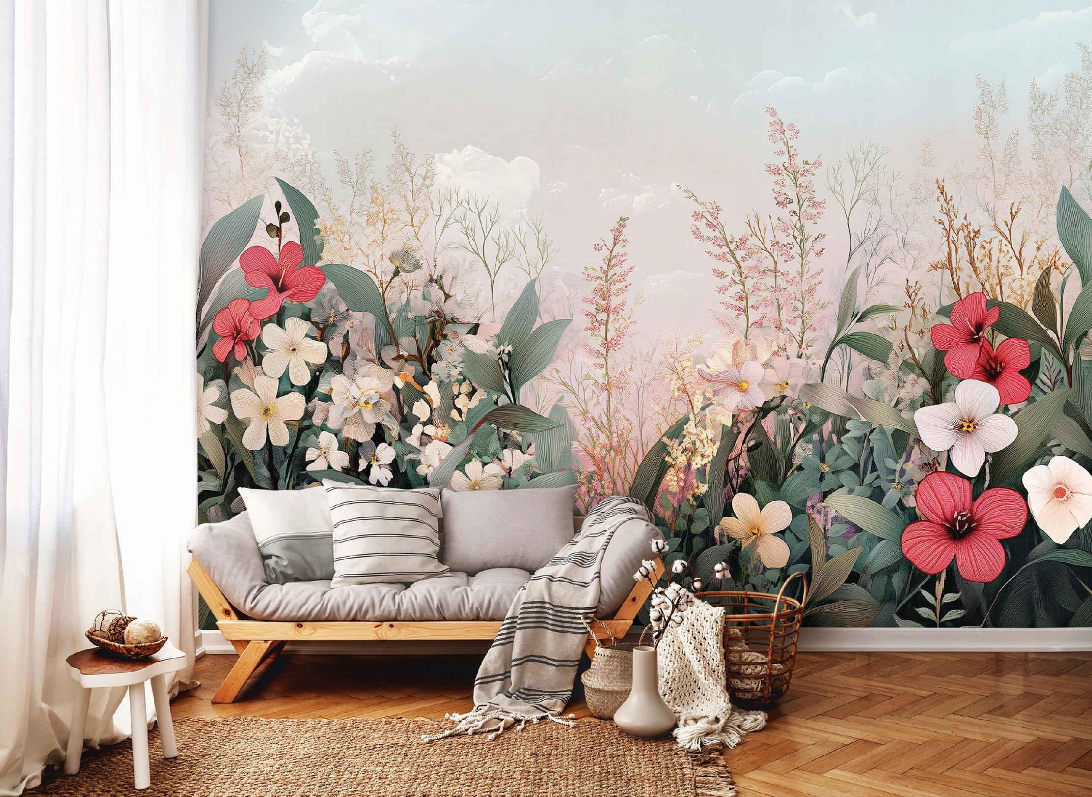 FOTOTAPETE Blumenwiese Schlafzimmer 350x250 - Multicolor, Papier (350/250cm) - Wallarena