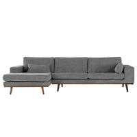 ECKSOFA mit Longchair - Eichefarben/Dunkelgrau, Eichenholz/Textil (281/153cm) - home24