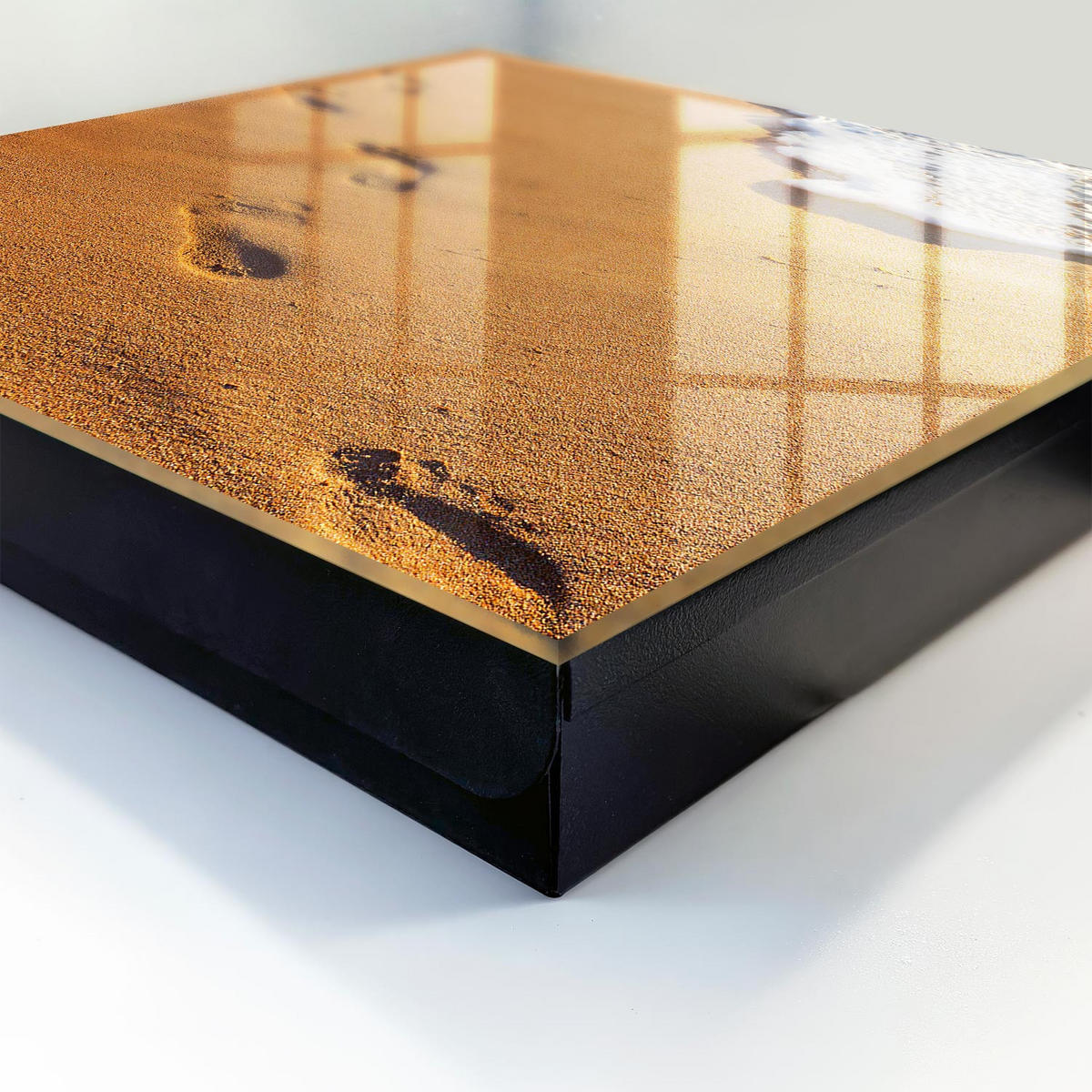 SCHLÜSSELBOX Schwarz 30x30 cm- Türöffnung nach rechts - Die Ruhe des Strandes - Gelb, Metall (30/30/5cm) - TULUP