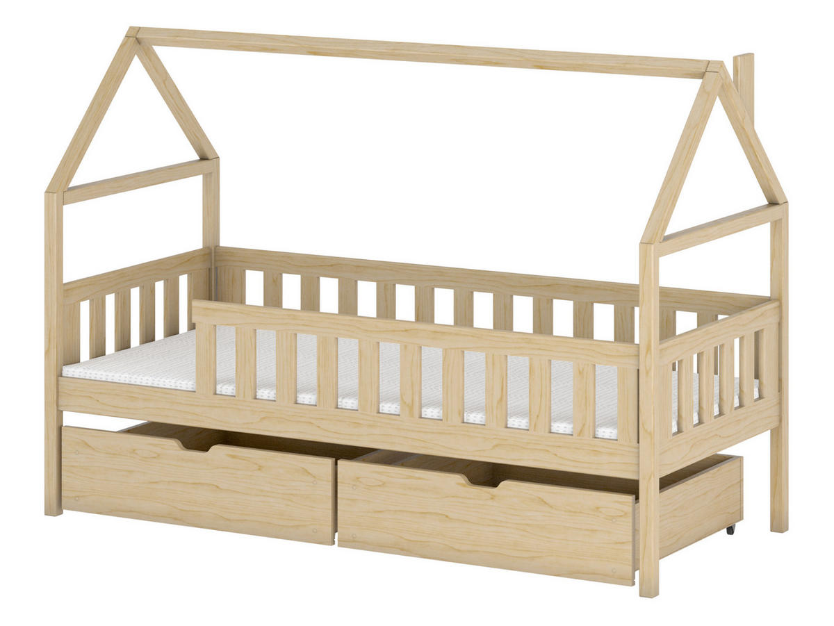 HAUSBETT Domi - Naturfarben, Holz (90/180cm) - MIRJAN24